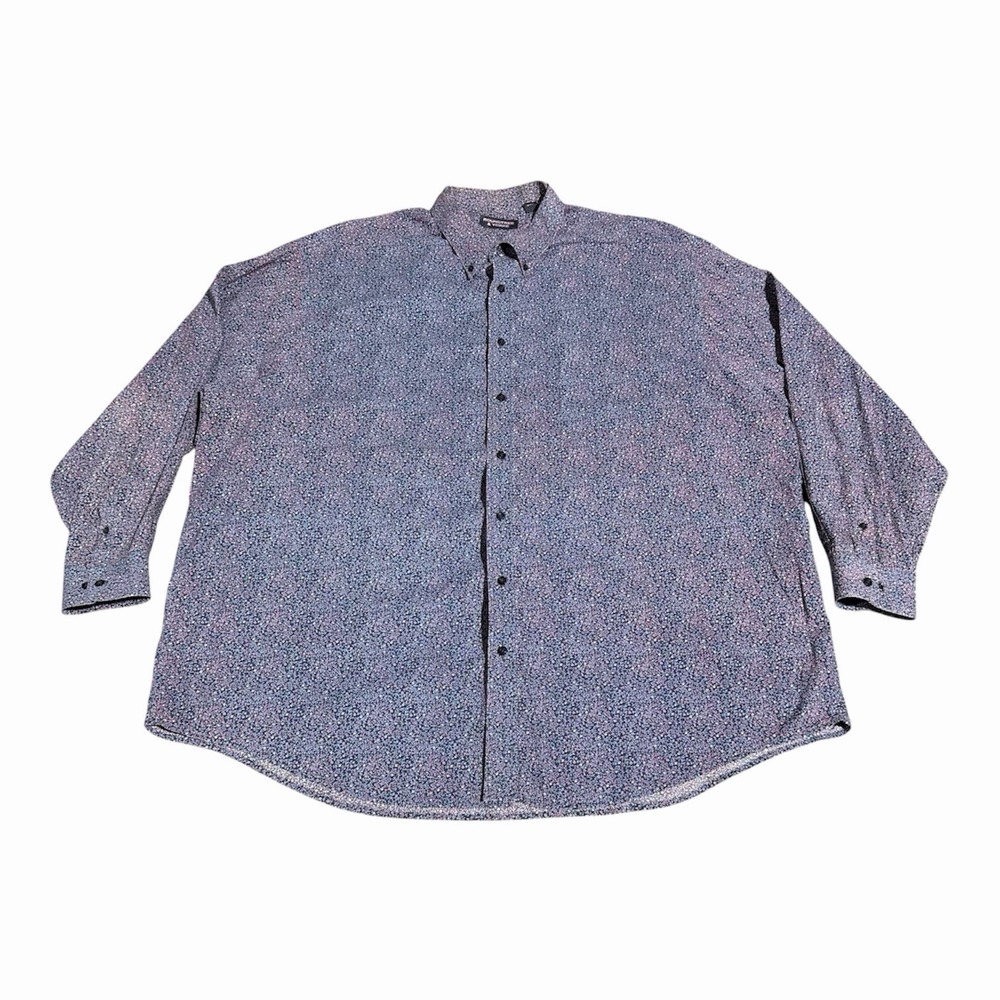 Roundtree & Yorke Mens Shirt 4XT Big & Tall Floral Micro Print Button Front Long